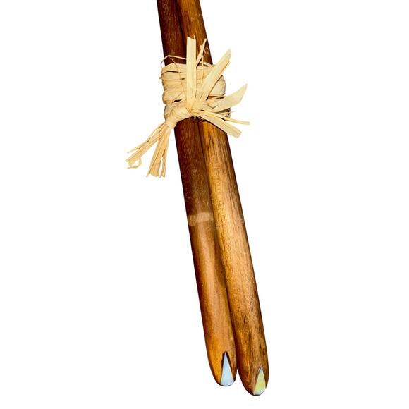 Salad Server Fork Spoon Tongs Natural Iridescent Capiz Mother of Pearl Seashell - Picture 3 of 8